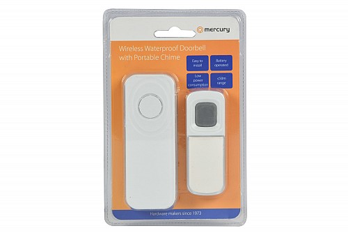 Mercury Wireless W/Proof Doorbell with Portable Chime 350.295UK