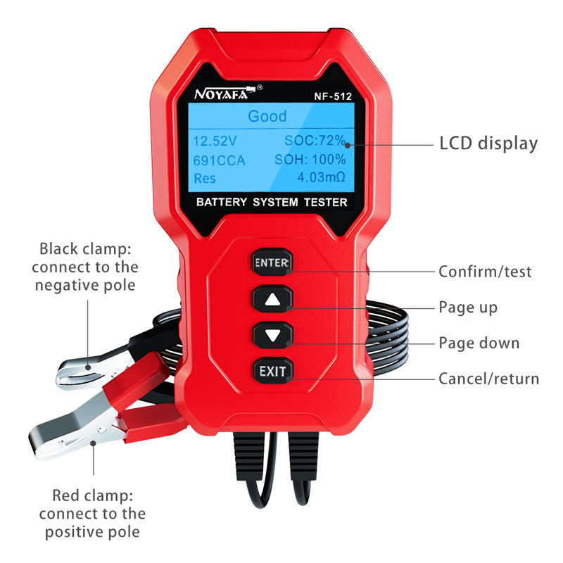 Noyafa NF-512 Lead Acid, Lithium & NiMH Battery Tester 5aH to 200aH