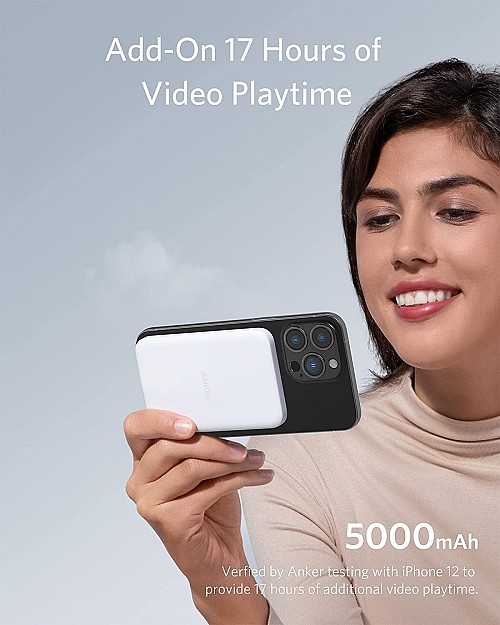 Anker PowerWave Mag-Go 2-in-1 5K Magnetic Powerbank And Wireless Stand 5000mAh White