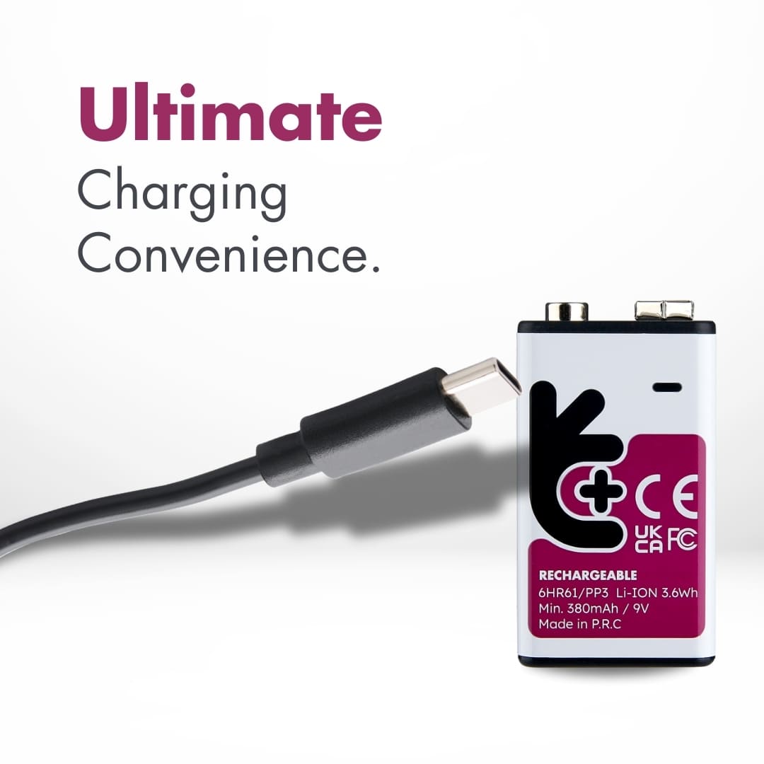 Uniross USB-C Rechargeable Lithium 9V Battery 400mah (1pc)