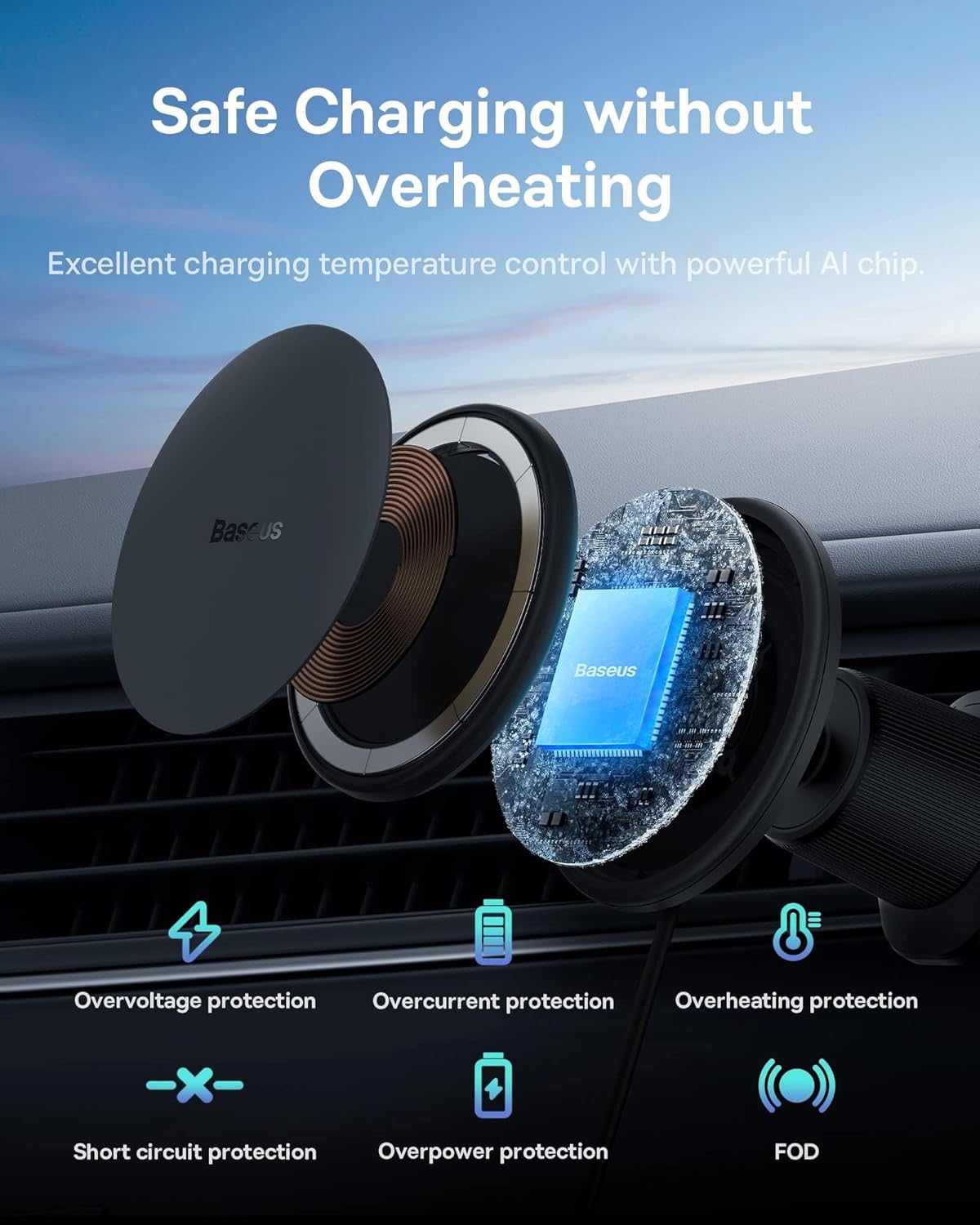 Baseus Wireless AirVent Magnetic Car Charger 15W+25W USB-C CW01