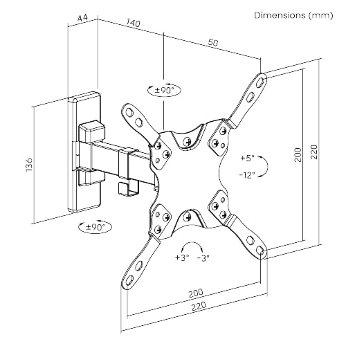Brateck TV Mount 20x20 Turn 1-Arm LDA21-221