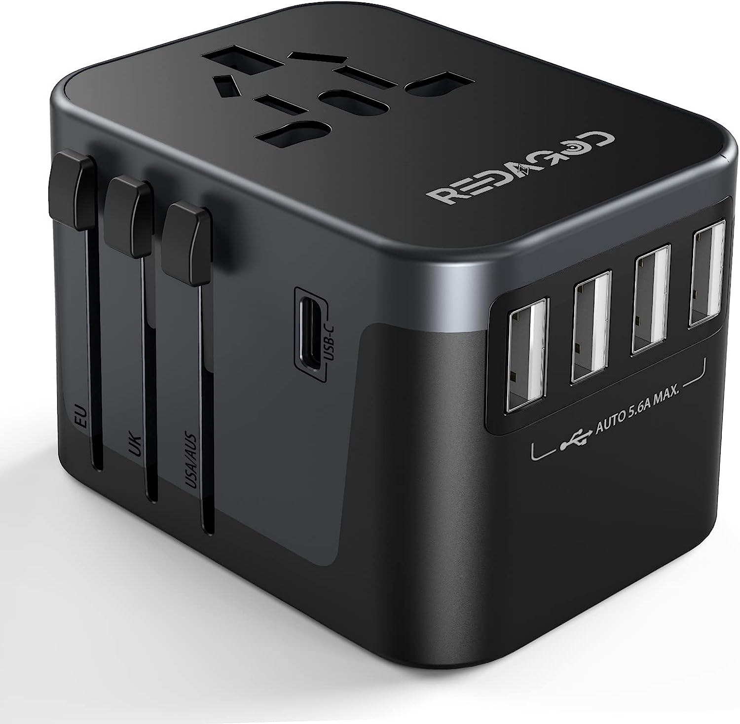 Travel Adapter Worldwide 224+ Countries 5.6A Fast Charge Universal Travel Adapter (4 USB  & 1 USB C)