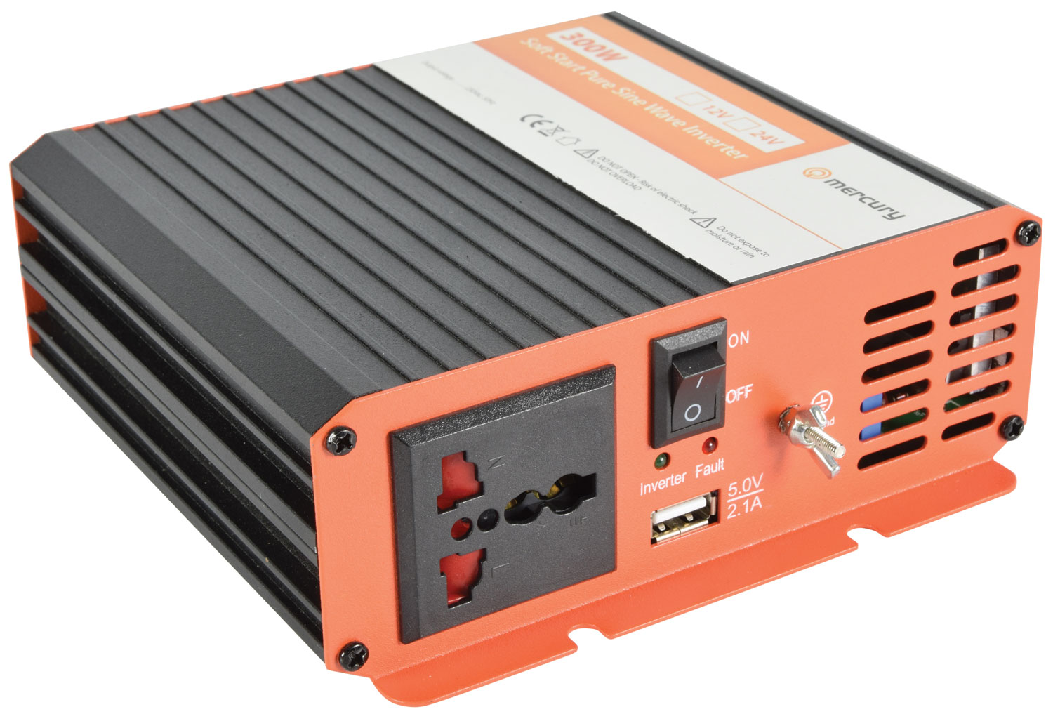 Mercury 12VDC 300W Pure Sine Wave Inverter+USB 652.100UK