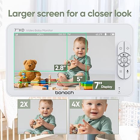 Bonoch BBM03 Portable Baby Monitor 7'' and PTZ Camera+Audio No WiFi
