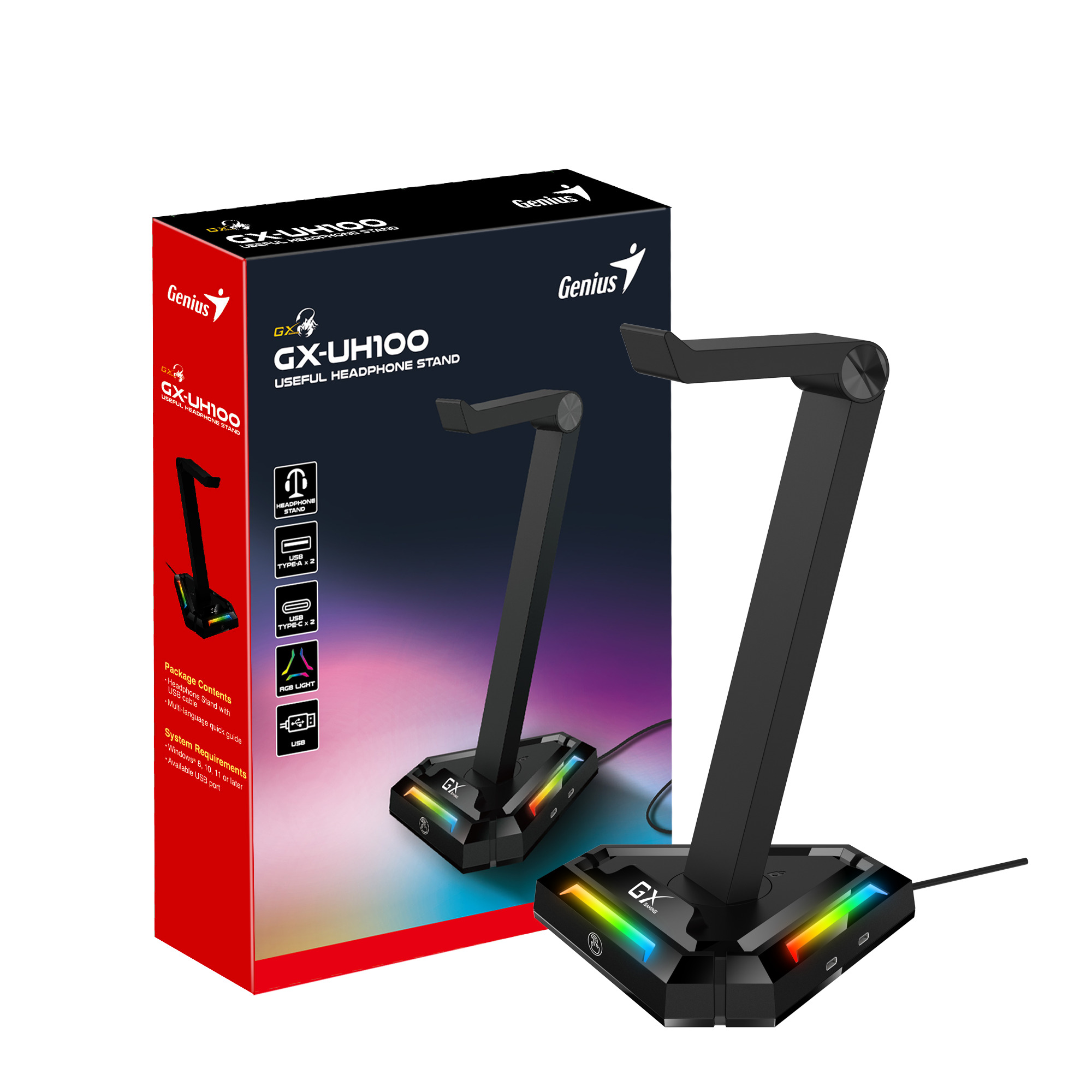 Genius Gaming Headphone LED Stand with USB Hub GX-UH100