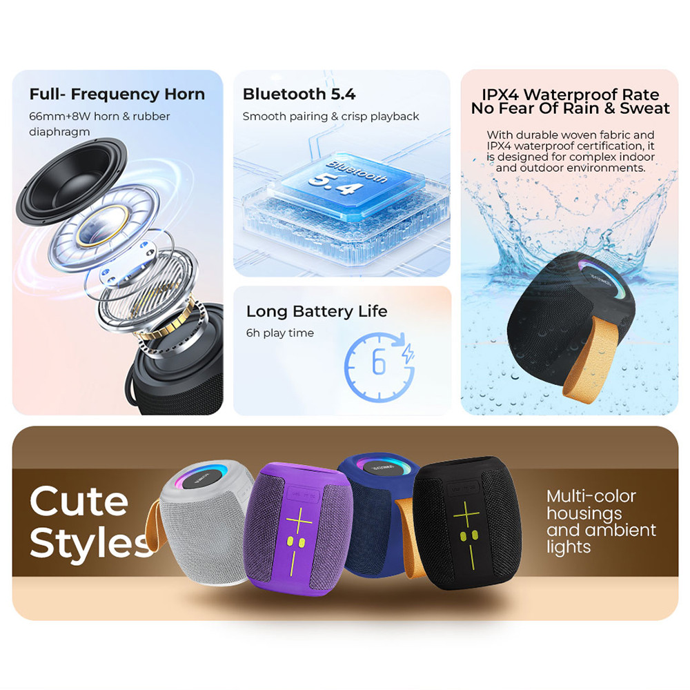 SonicGear Portable Speaker TWS BT/USB/FM/RGB SONICGO! 5 Storm White