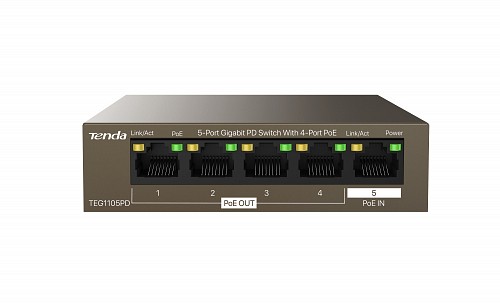 Tenda 5-Port Gigabit PoE Powered Switch With 4-Port PoE TEG1105PD