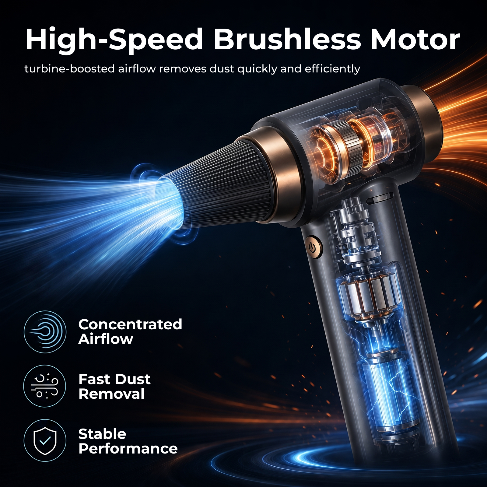 Lumivida Vacuum Cleaner, Turbine Blower Air Duster, Dryer, Inflater Rechargeable FAN02-8