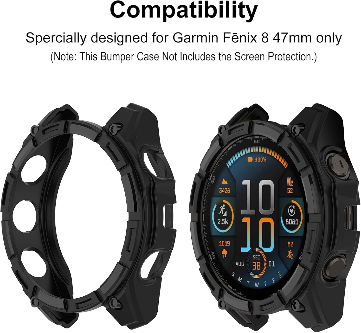 Garmin Fenix 8 47 mm, Anti-Stain, Scratch-Resistant, Shockproof Cover