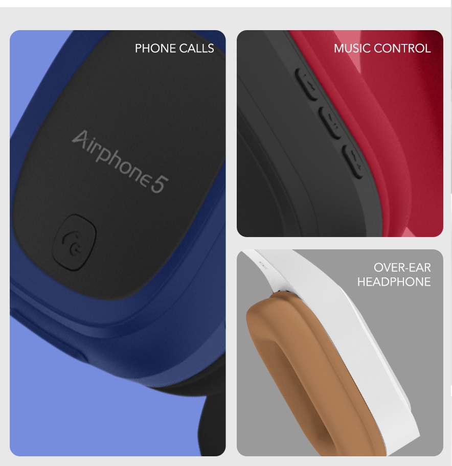 SonicGear Airphone 5 Bluetooth Headphones White Gray