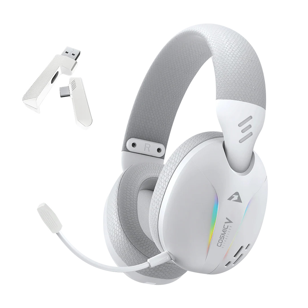 Armaggeddon COSMIC-V Gaming Headset USB+3.5mm+2.4G+BT PU Leather Ultraclear White