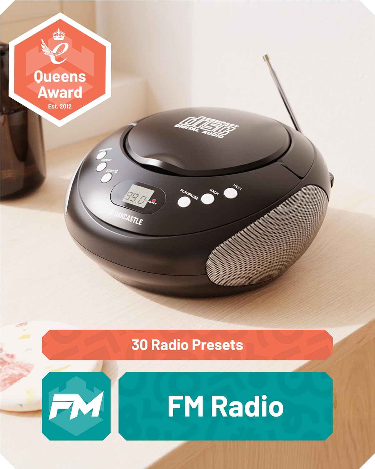 Majority Oakcastle CD250 Portable CD Player Boombox with Bluetooth & FM Radio