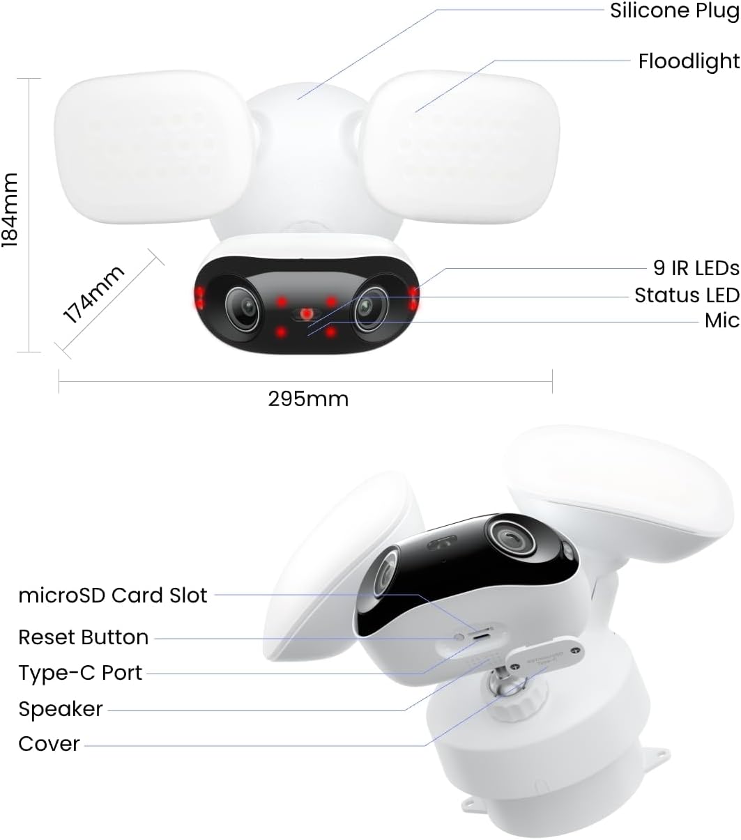 Reolink WIFI Outdoor Camera Panoramic Ultra-Wide View 4K Elite Floodlight 240v