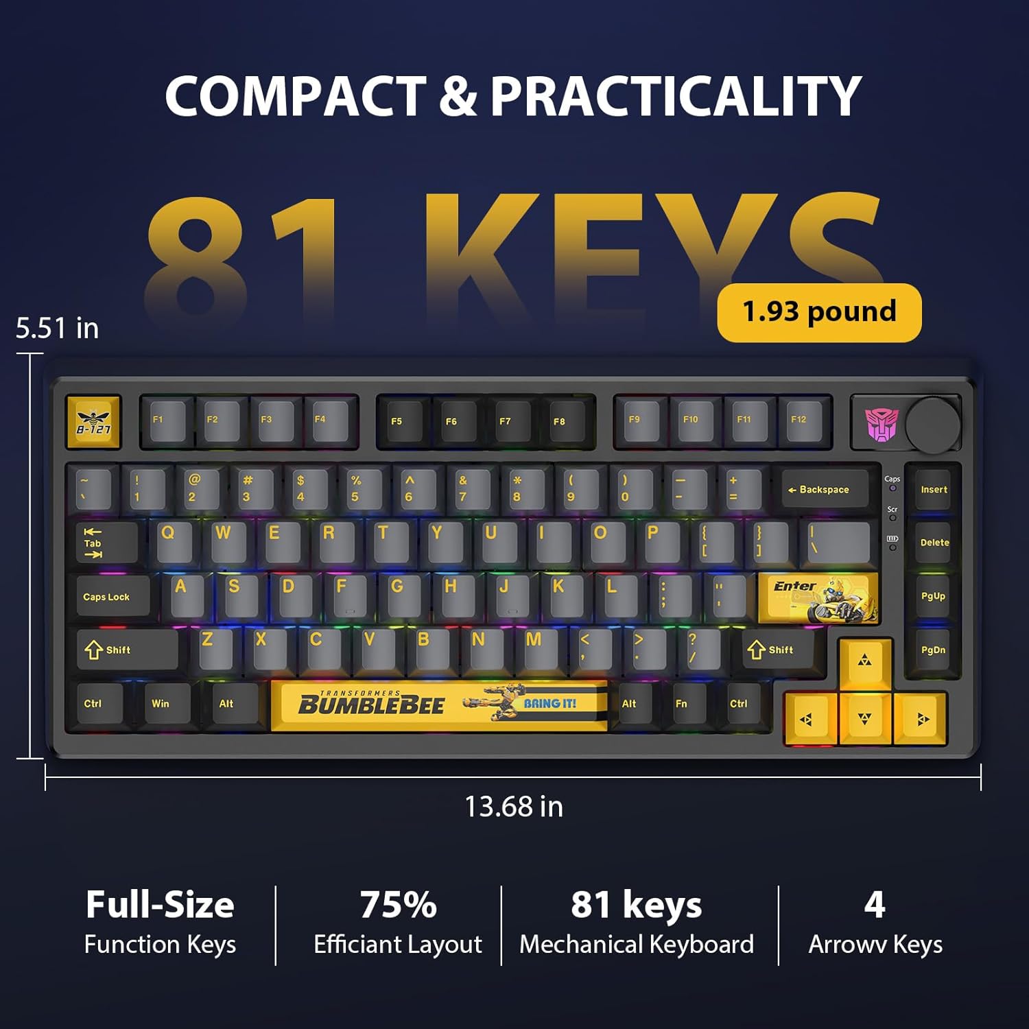 Transformers Mechanical Keyboard Trimode 2.4GHz-BT-USBC TF-GK03