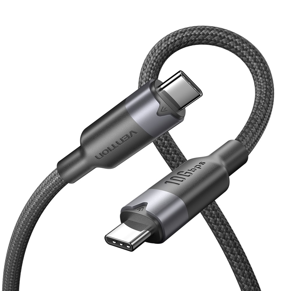 Vention IT Cable USB-C 3.2 Gen2 M-M 0.5m Braided Aluminum Black TRGBD