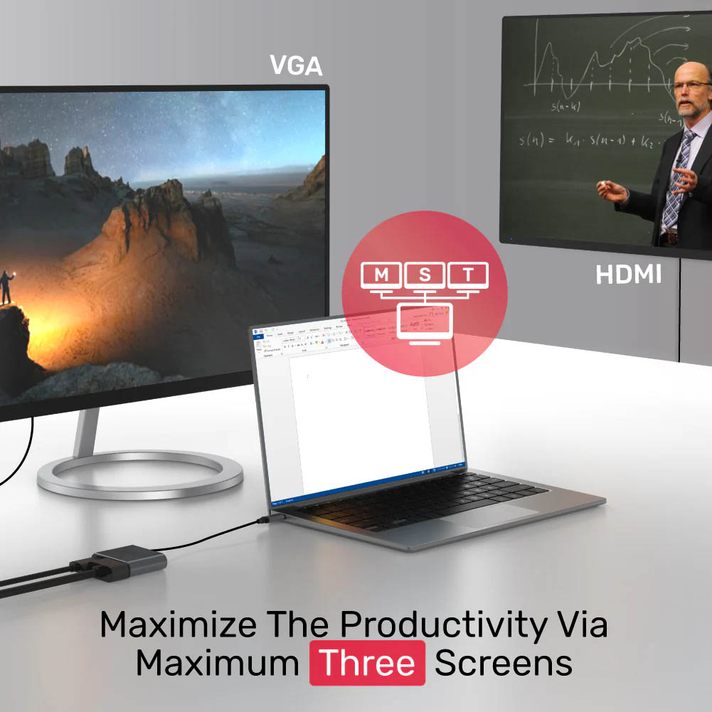 Unitek Converter USB-C to HDMI 4K60Hz + VGA with MST V1126A