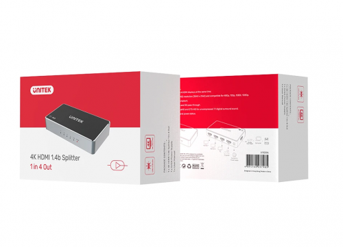Unitek V1109A 4K HDMI Splitter 1 In-4 Out Black/Space Grey