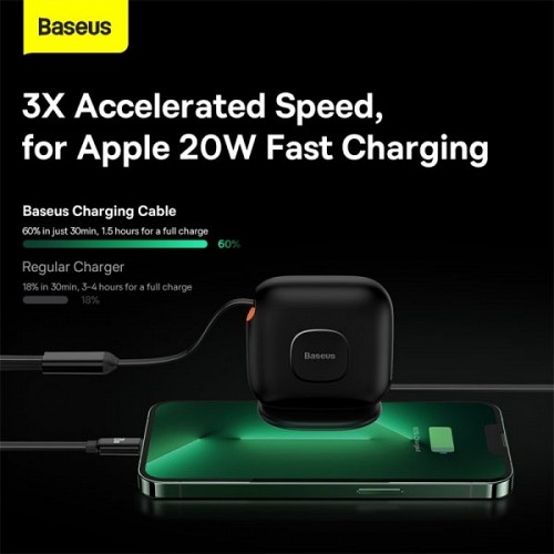 Baseus Cable 3in1 USB-C/Micro/Light Traction Retractable 1.7m Black