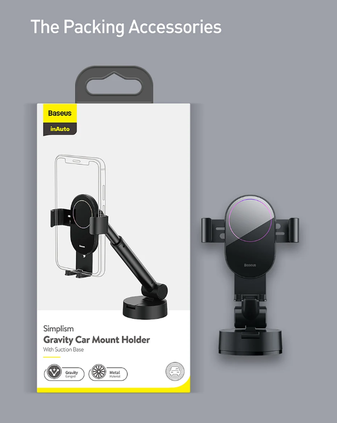 Baseus Simplism Gravity Car Mount Holder with Suction Base Black