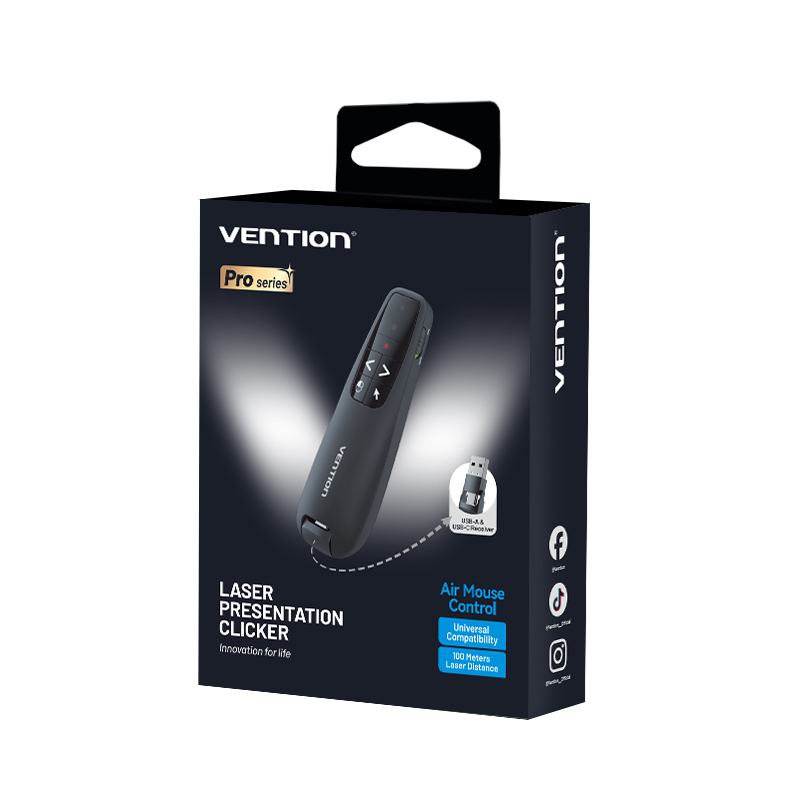 Vention Wireless Presenter Red Laser Pointer & Air Mouse Rechargeable KQPB0