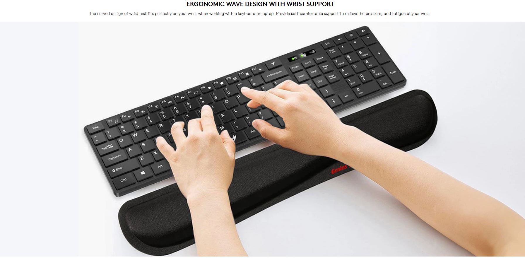 Genius G-WP100 Universal Ergonomic AntiSlip Keyboard Palm Rest with Memory Foam