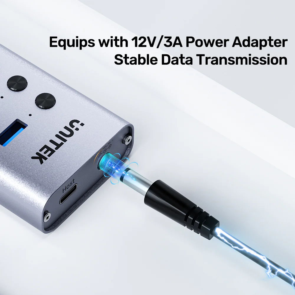 Unitek USB-C Hub 8xUSB-A Power Switch 2xUSB-C 12V3A H1315B