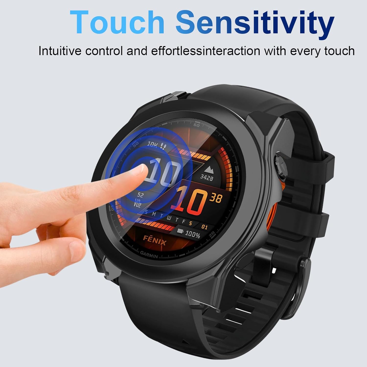 Hard Case with Screen Protector Compatible with Garmin Fenix 8 47 mm, Pack of 2, Full Protection, Scratch-Resistant PC Protective Case, Black and Transparent