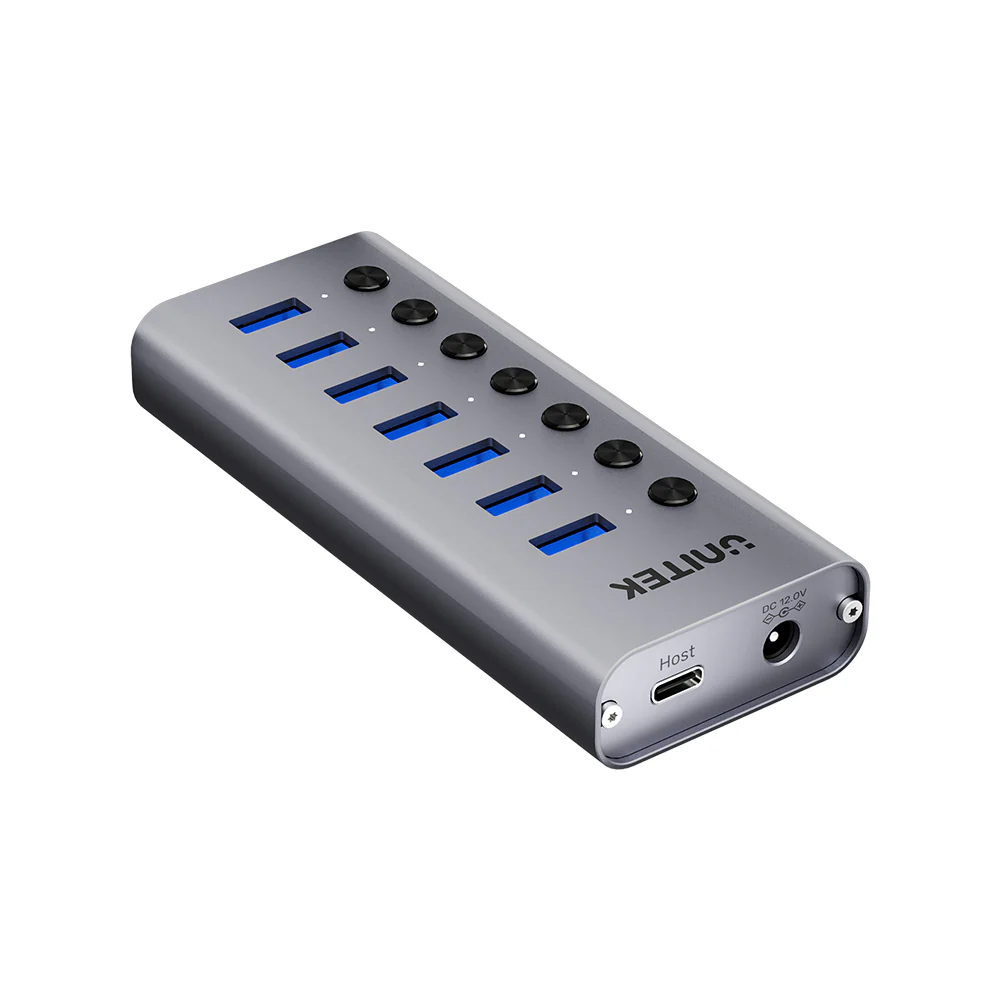 Unitek USB-C Hub 7xUSB-A Power Switch 12V2A H1314A