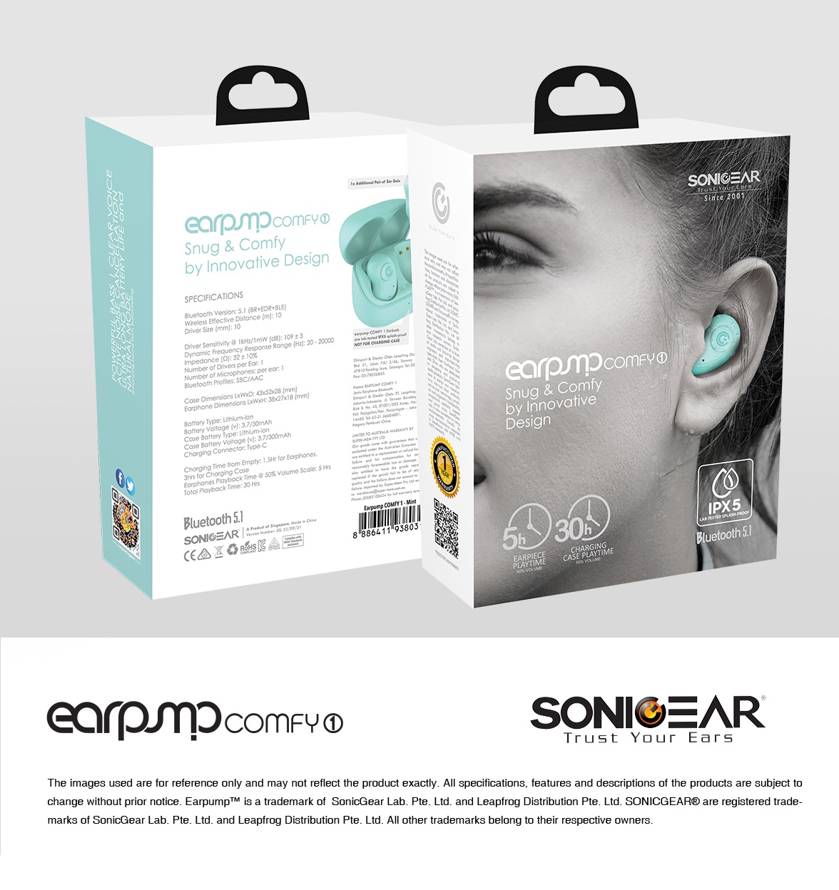 SonicGear EARPUMP COMFY1 TWS IPX5 Earphones White