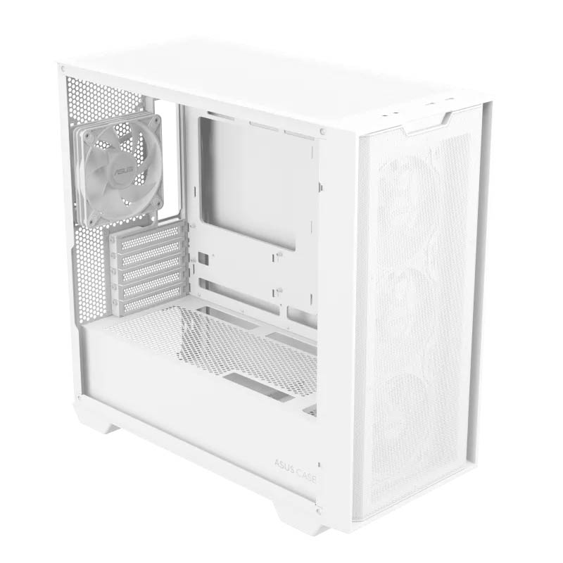 ASUS PC Case Gaming mATX Mesh Front Panel Tempered Glass Side Window 4x Pre-Installed ARGB Fans A21 PLUS White