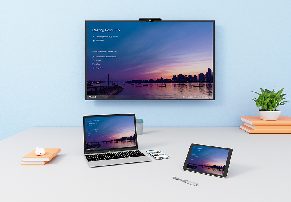 Yealink Wireless Presentation System 4K PoE Wi-Fi Miracast/AirPlay/WPP20 up to 4 Screens Casting RoomCast