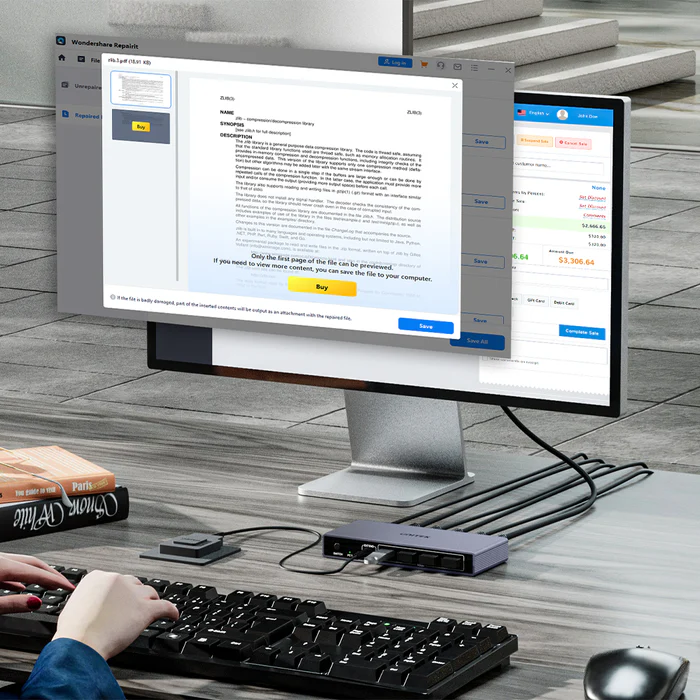 Unitek KVM DisplayPort Switch 2-1 8K60Hz with 4-Port USB 3.0 V1310A