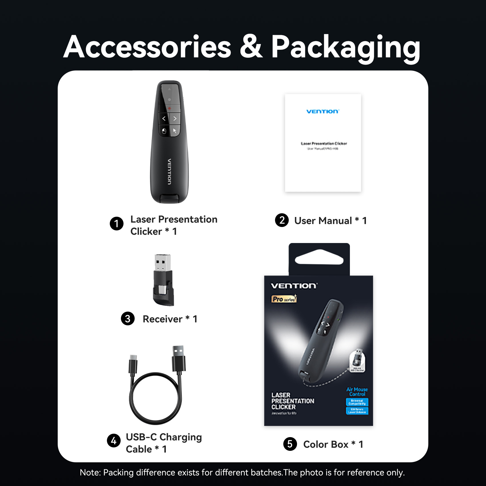 Vention Wireless Presenter Red Laser Pointer & Air Mouse Rechargeable KQPB0