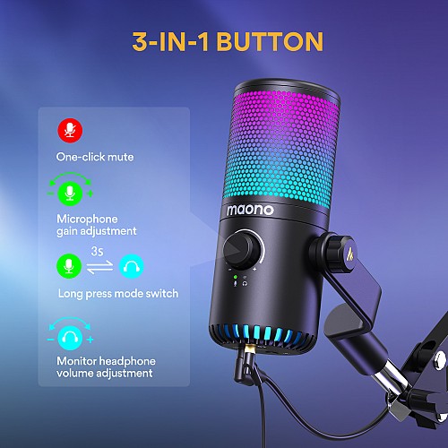 Maono Microphone Desktop Condenser USB Controllable Lights DM30RGB