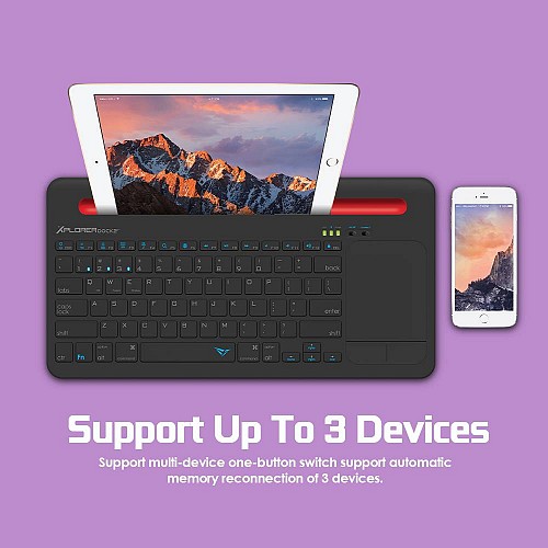 Alcatroz XPLORER DOCK2BT BT Keyboard-Touchpad Dock Black-Red