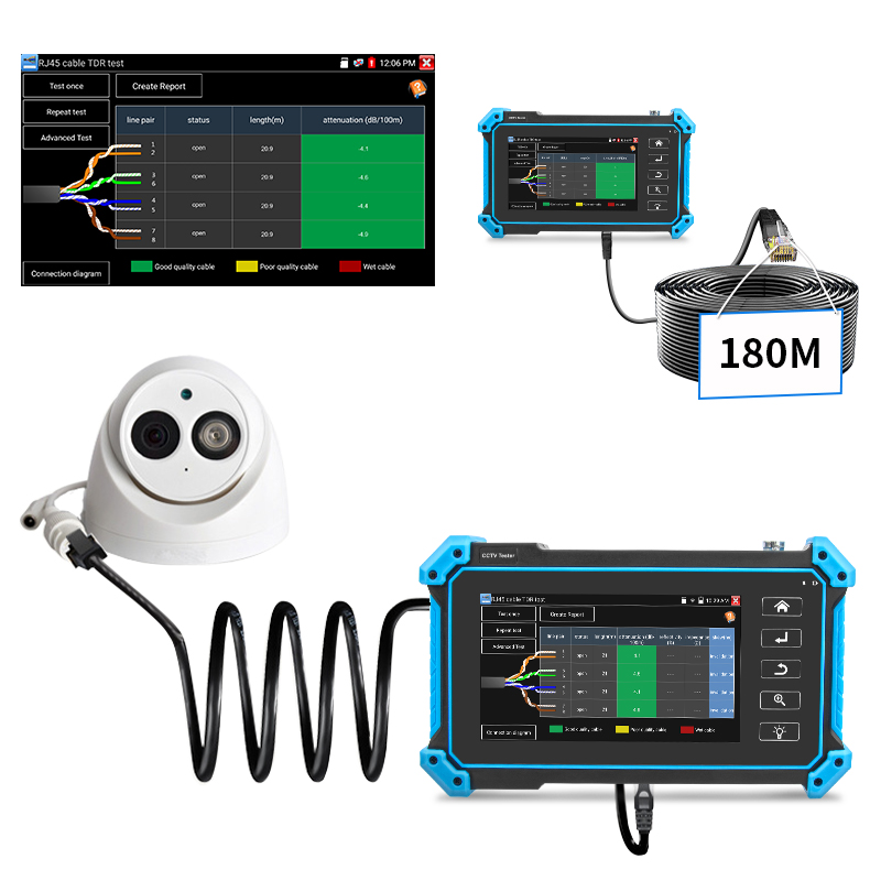 Noyafa CCTV & Network Tester with 5.4'' IPS Touchscreen, 4K Video Support, PoE Output & Cable Testing NF-IPC715