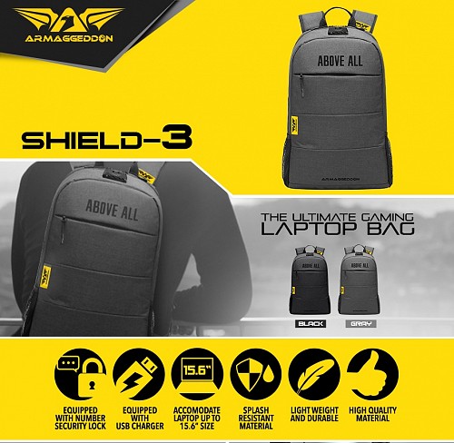 Armaggeddon SHIELD 3 Anti-Theft Gaming Bag Black