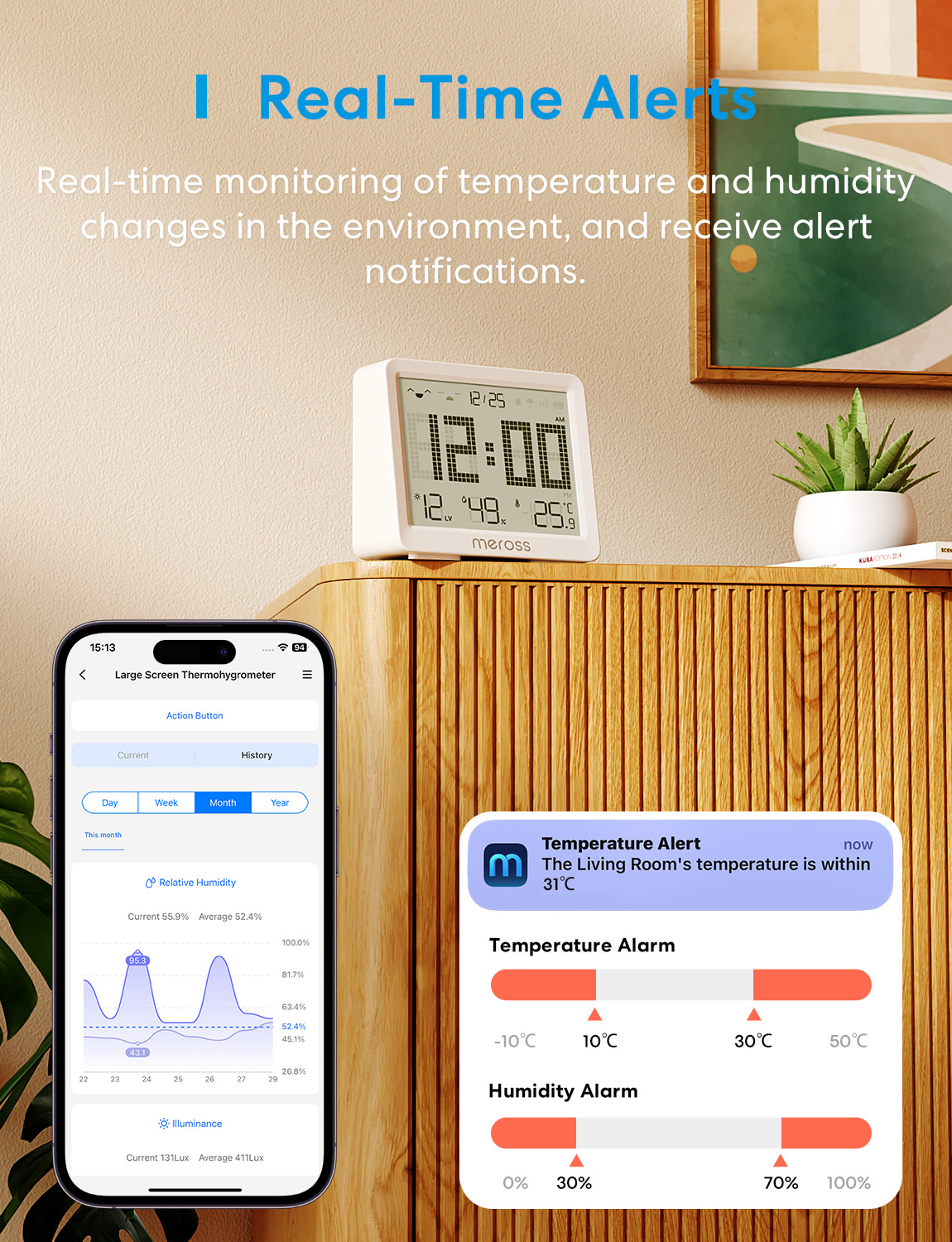 Meross Homekit Smart Temperature & Humidity Sensor (Matter) MS130MA-EU