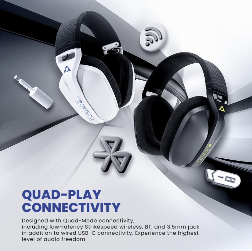 Armaggeddon COSMIC-III LITE Gaming Headset USB+3.5mm+2.4G+BT Fabric White