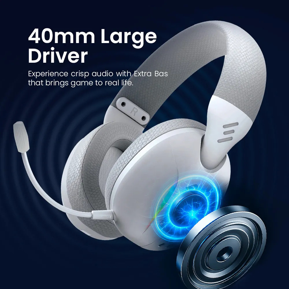 Armaggeddon COSMIC-V Gaming Headset USB+3.5mm+2.4G+BT PU Leather Ultraclear White