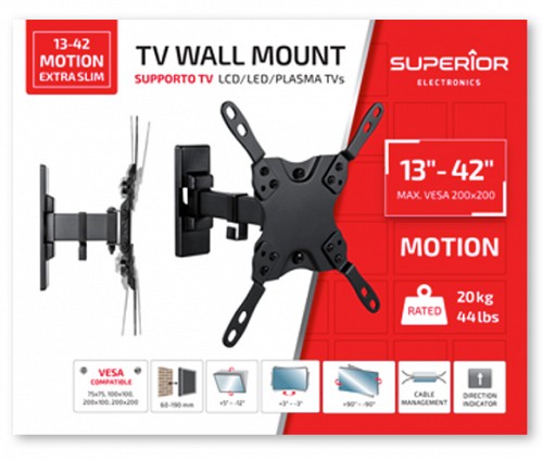Superior TV Wall Support Single Arm 20x20
