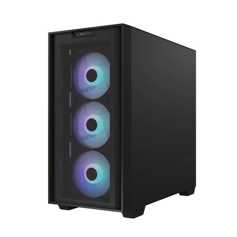 ASUS PC Case Gaming mATX Mesh Front Panel Tempered Glass Side Window 4x Pre-Installed ARGB Fans A21 PLUS Black