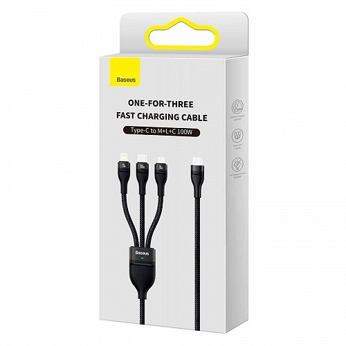Baseus Cable 3in1 USB-C/Micro/Light Flash Series USB-C 1.5m Black