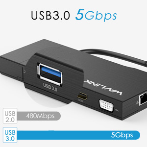 WavLink UG39DH2 USB3.0 Hub 3xUSB/HDMI2K/VGA/GbLan