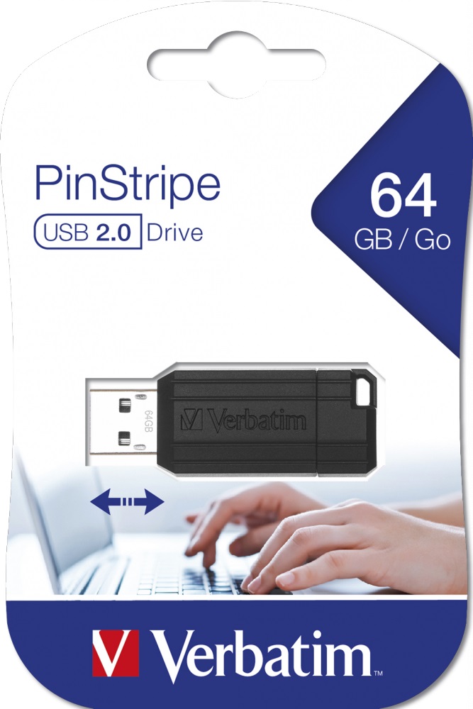 Verbatim USB Drive 2.0 Pinstripe 64GB Black