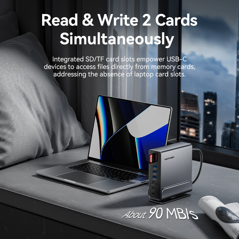 Vention HUB USB-C 8xUSB/2xHDMI/DP/MST/RJ45/SD/3.5mm/PD TPUH0