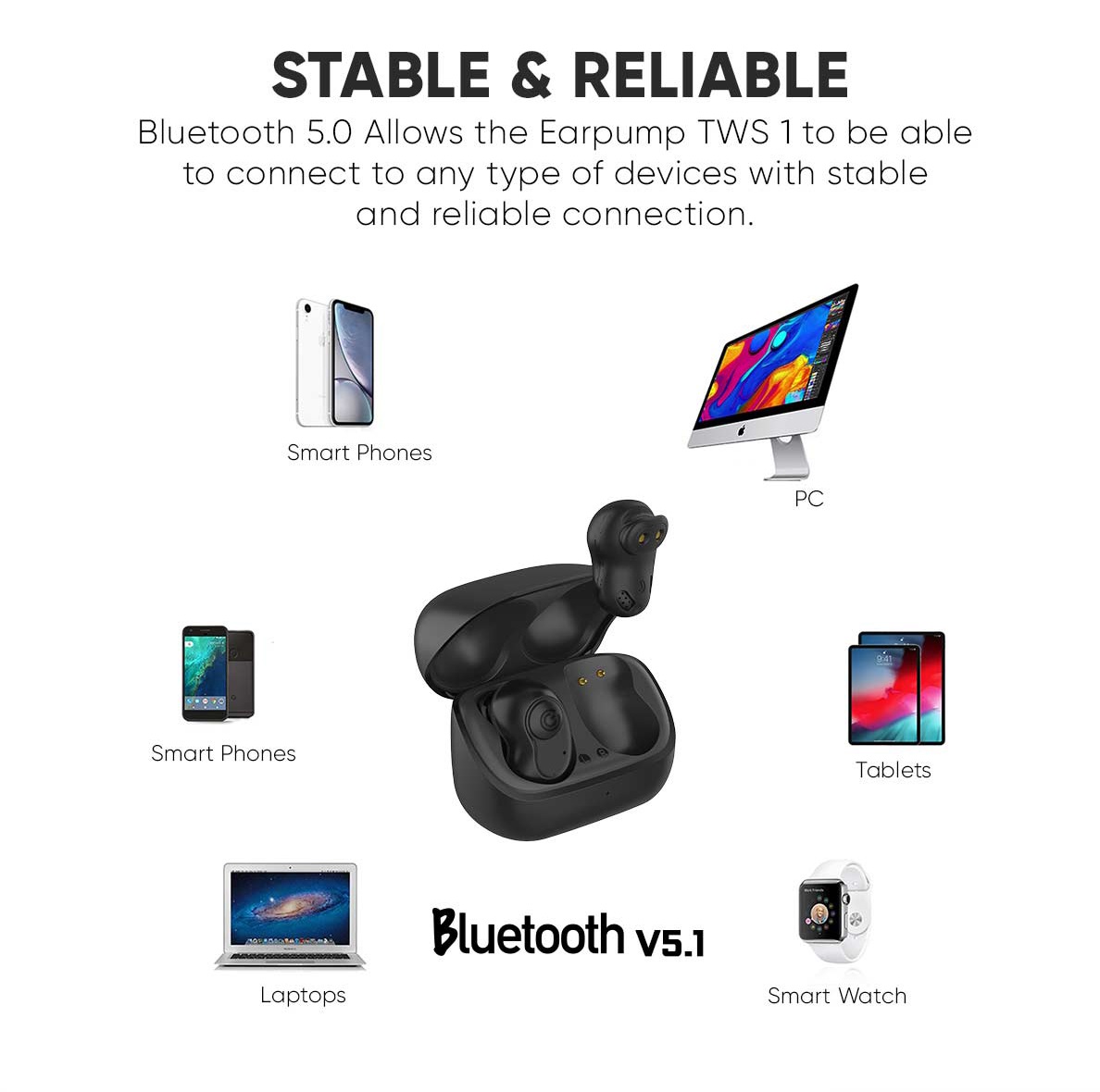 SonicGear EARPUMP COMFY1 TWS IPX5 Earphones White