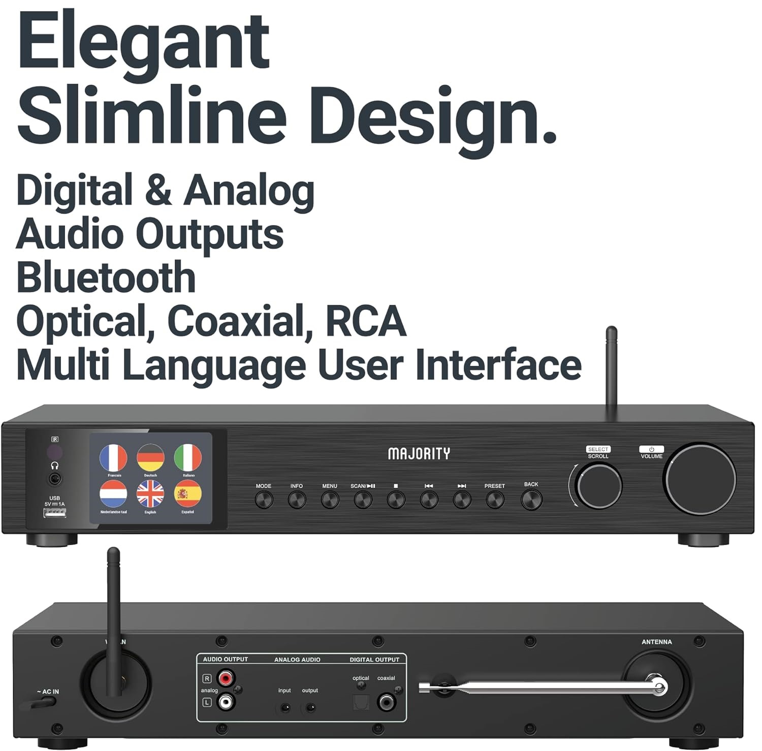 Majority FITZWILLIAM 2 Radio WiFi/BT/USB/FM/LineOut/Display Black