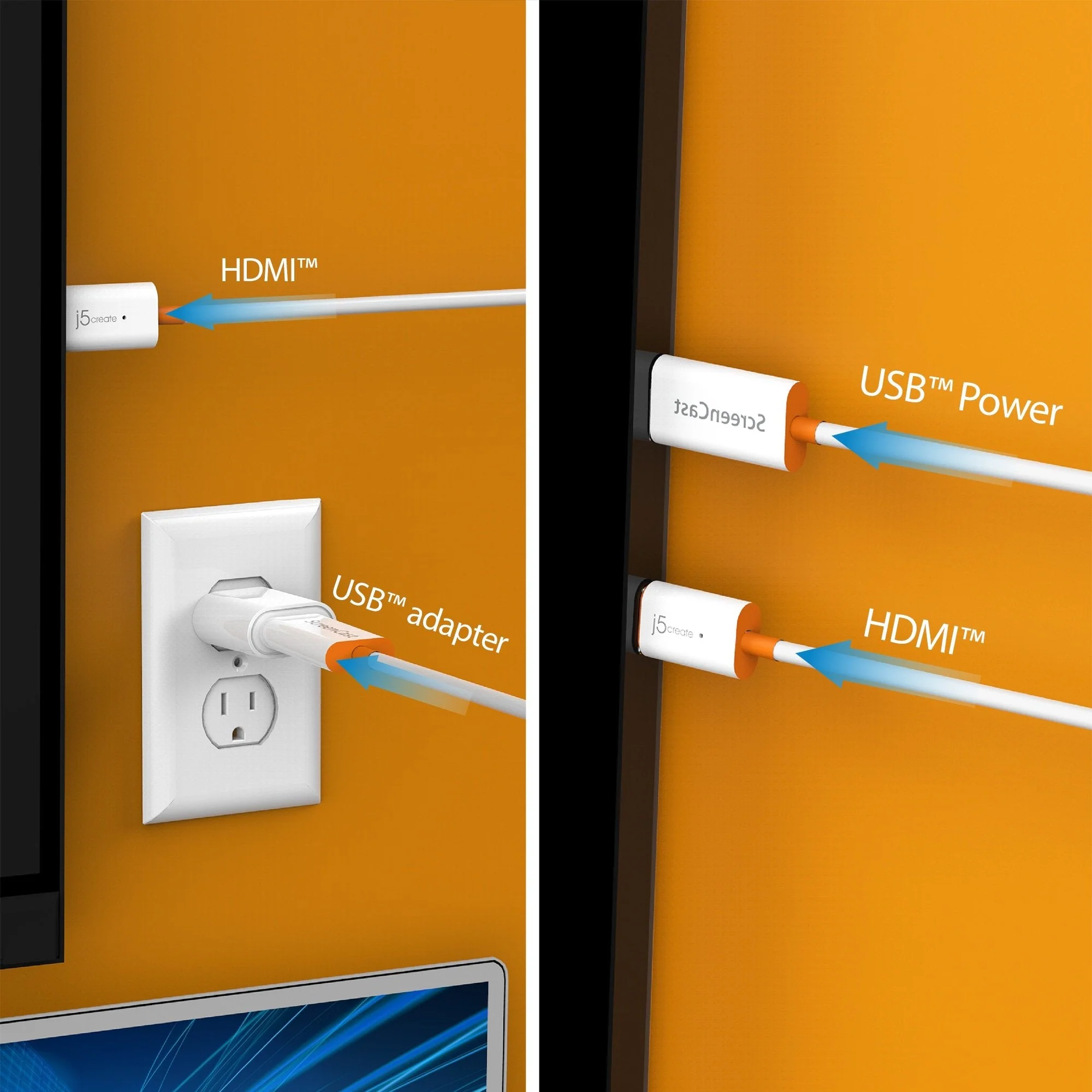 j5create Screencast Wireless Display Adapter HDMI 1080p Miracast/AirPlay USB Powered JVAW56